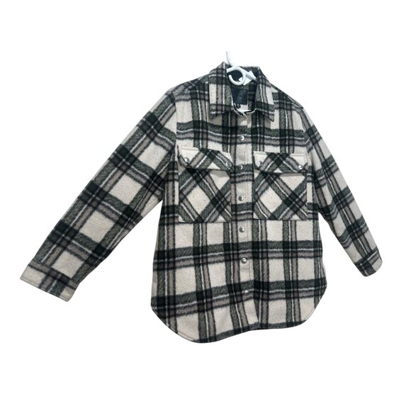 Blank NYC Flannel Plaid Shirt Jacket Shacket Medium Wool Trucker Outdoors Fall - Picture 16 of 16